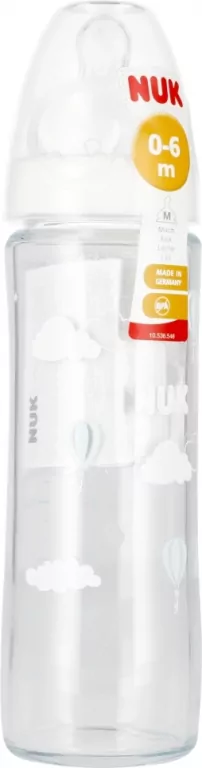 NUK. New Classic. Butelka ze smoczkiem. 240 ml. 0-6 miesięcy. - tantis.pl
