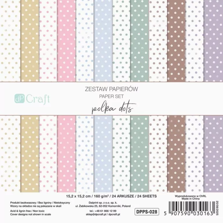 Zestaw papierów polka dots 15,2x15,2cm 24 kartki - tantis.pl