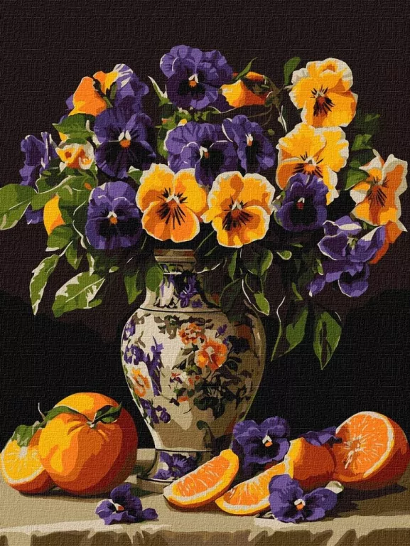 Malowanie po numerach - Wdzięczne bratki 30x40cm - tantis.pl