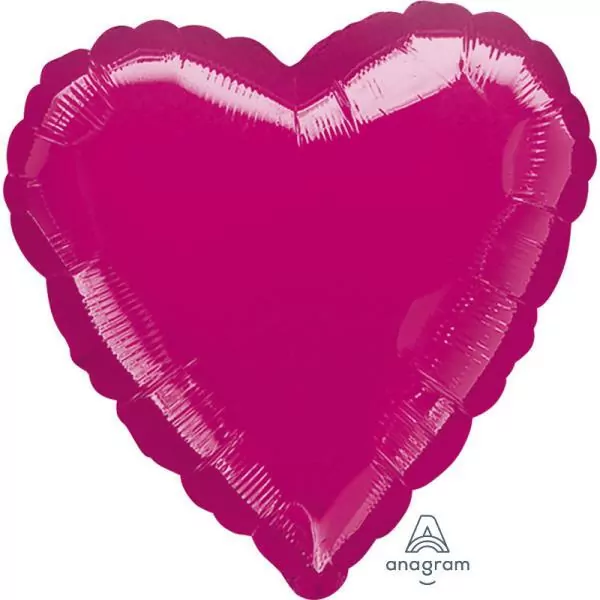Balon foliowy metalik fuksja serce luzem 43cm - tantis.pl