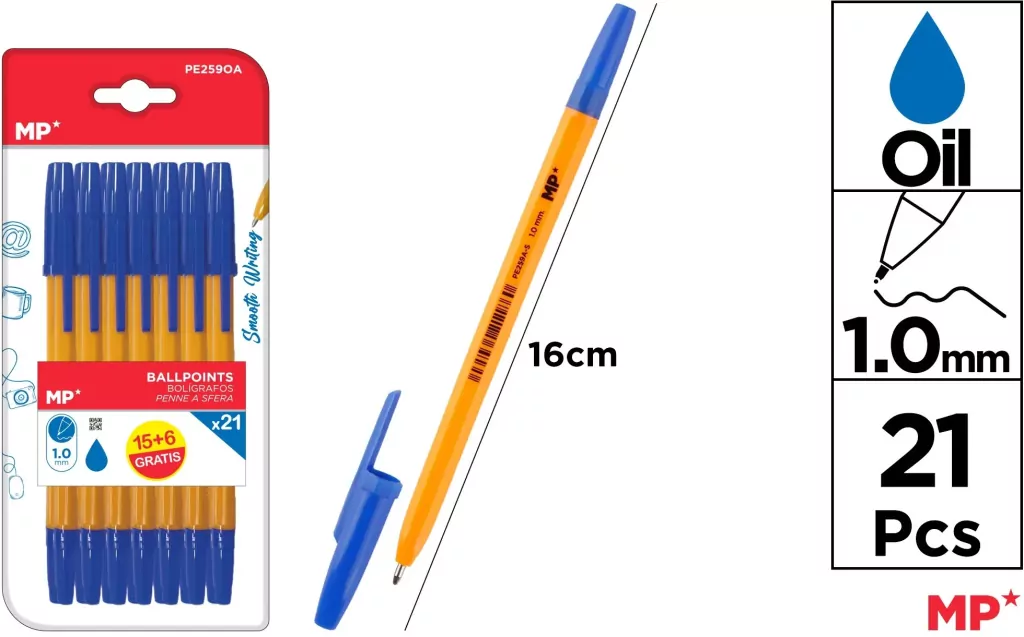 Długopis niebieski 1.0mm 21szt - tantis.pl