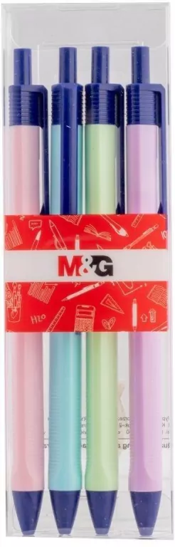 Długopis żelowy 0.7mm nieb 4szt pastel M&G - tantis.pl