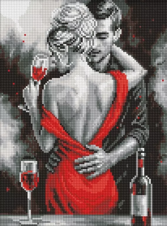 Diamentowa mozaika - Czerwona miłość 30x40cm - tantis.pl