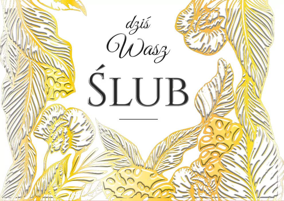 Karnet A5 Ślub Złote liście - tantis.pl