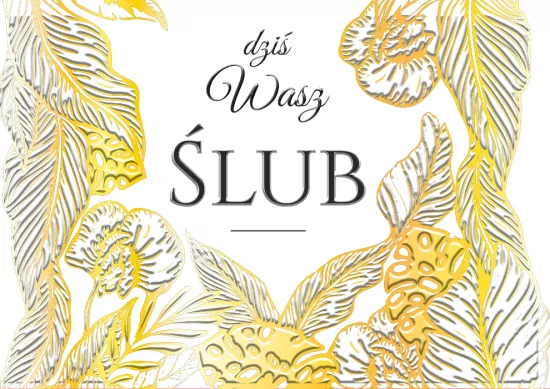 Karnet A5 Ślub Złote liście