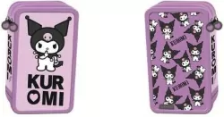 Piórnik potrójny z wyposażeniem Kuromi violet