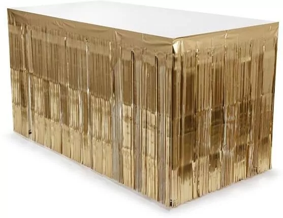 Skirting foliowy z frędzlami złoty 300x80cm - tantis.pl