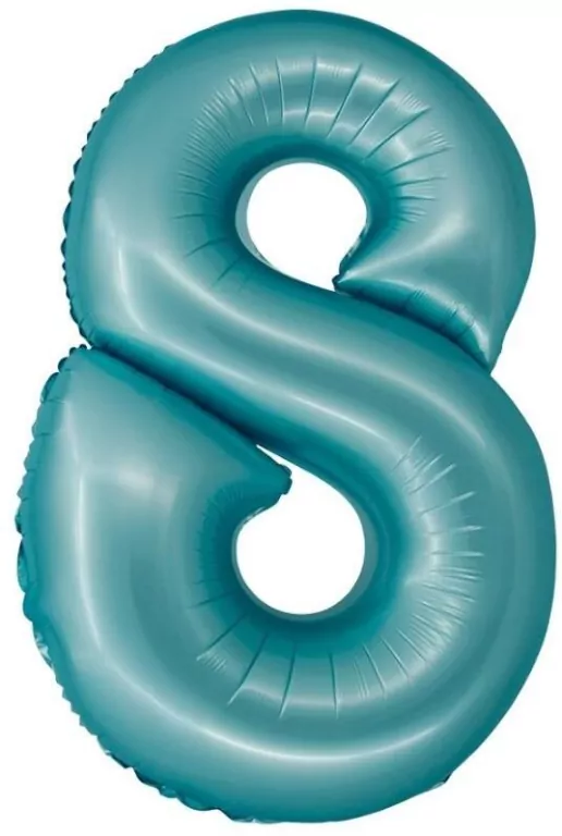 Balon foliowy Smart cyfra 8 niebieski matowy 76cm - tantis.pl
