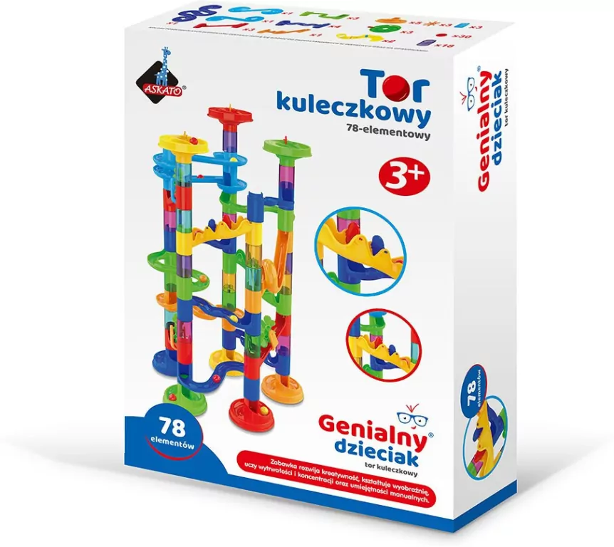 Tor kuleczkowy. 78 elementów. Genialny dzieciak - tantis.pl