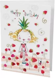 Karnet B6 + koperta Urodziny Dziewczynka truskawki