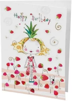 Karnet B6 + koperta Urodziny Dziewczynka truskawki