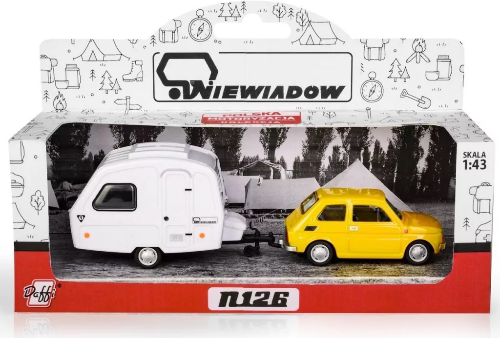 Fiat 126p + przyczepa Niewiadów Kemping żółty - tantis.pl