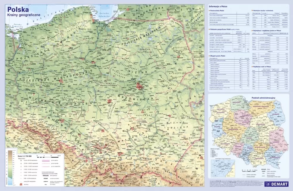 Podkładka na biurko. Mapa Polski fizyczna - tantis.pl