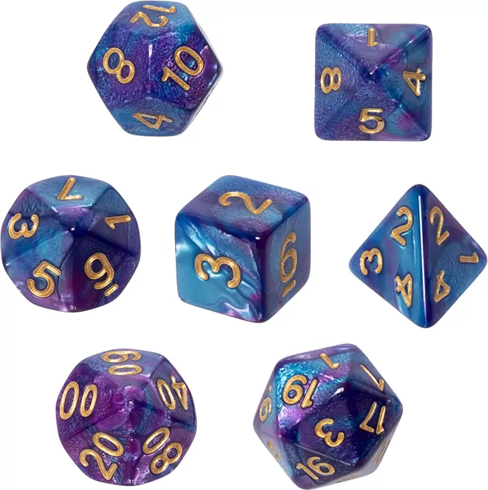 Komplet kości REBEL RPG. Niebiesko-fioletowe - tantis.pl