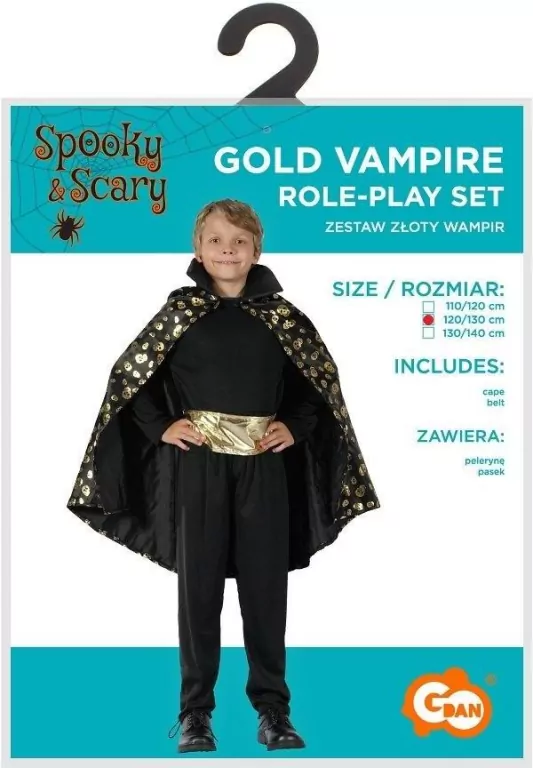 Strój dla dzieci Złoty Wampir rozm. 120/130cm - tantis.pl