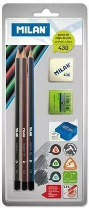 Ołówki trójkątne HB,B,2B + gumka i temperówka - tantis.pl