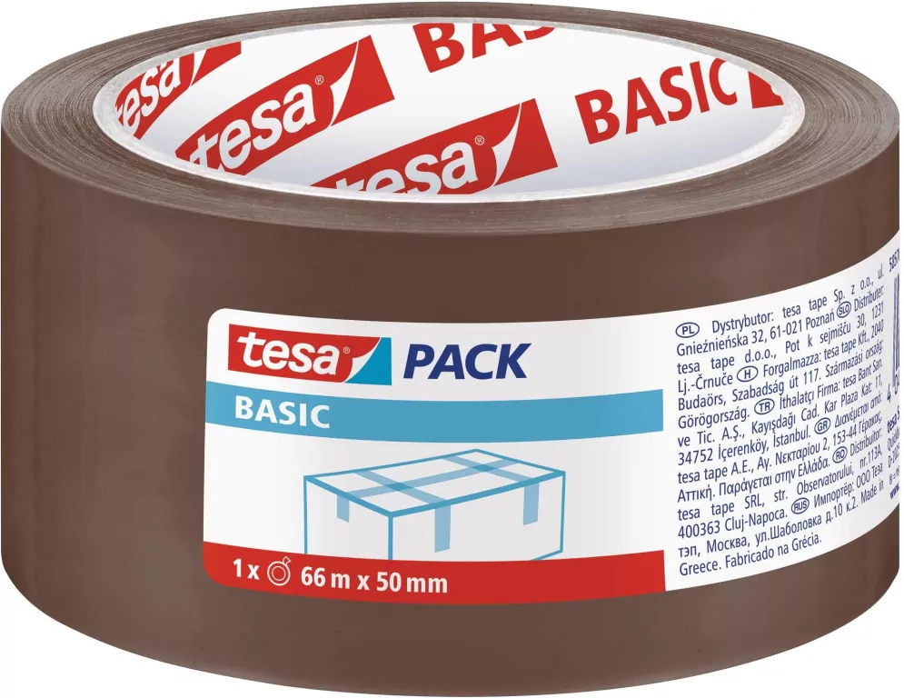 Taśma pakowa Tesapack Basic brązowa 66mx50mm - tantis.pl