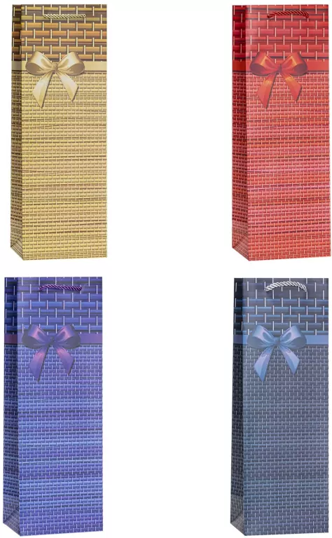 Torebka ozdobna na butelkę 12x35x9cm mix ROZETTE. 1 sztuka - tantis.pl