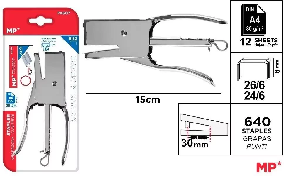 Zszywacz nożycowy 15cm + zszywki 24/6 - tantis.pl