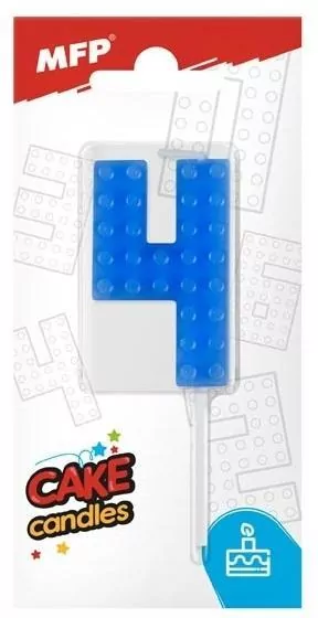 Świeczka klocki cyfra 4 niebieska - tantis.pl
