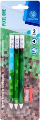 Ołówki grafitowe trójkątne HB Jumbo Astrakids Pixel One 3 szt. z temperówką