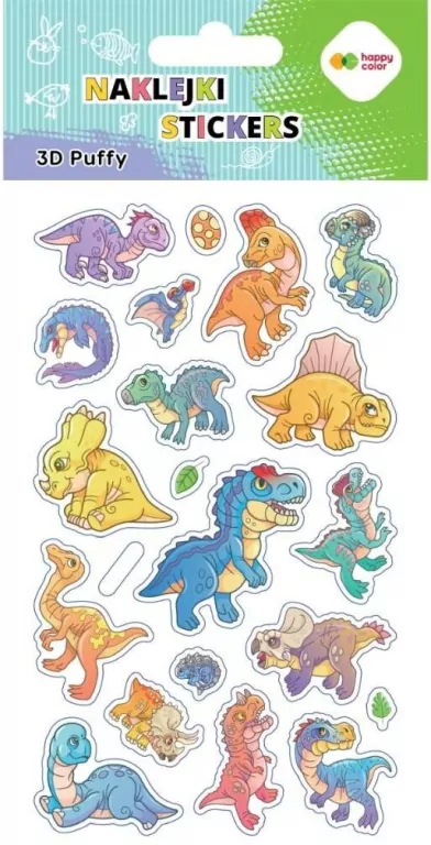 Naklejki 3D Puffy Dino 10x20cm HAPPY COLOR - tantis.pl