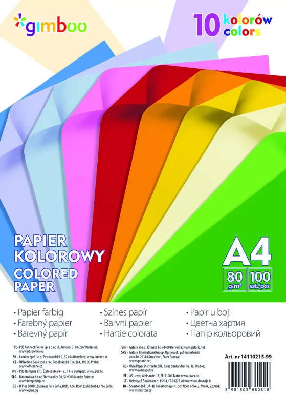 Papier kolorowy Gimboo A4 100 sztuk - tantis.pl