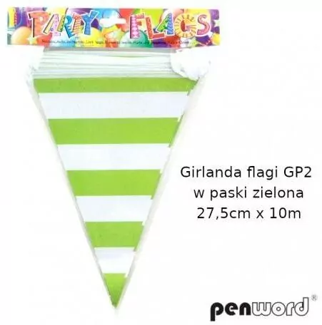 Girlanda flagi w paski zielona 27.5cmx10m - tantis.pl