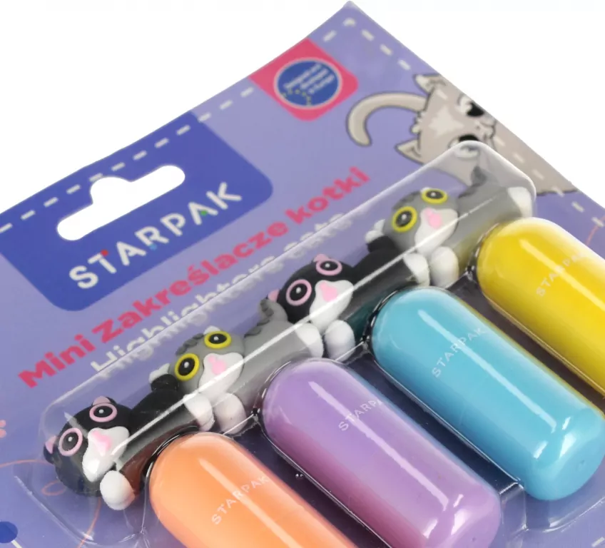 Zakreślacze Mini. 6 kolorów. Kotki - tantis.pl