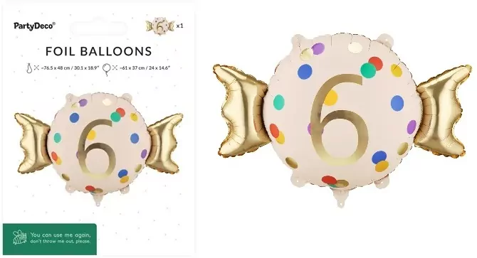 Balon foliowy Cukierek 6 61x37cm - tantis.pl