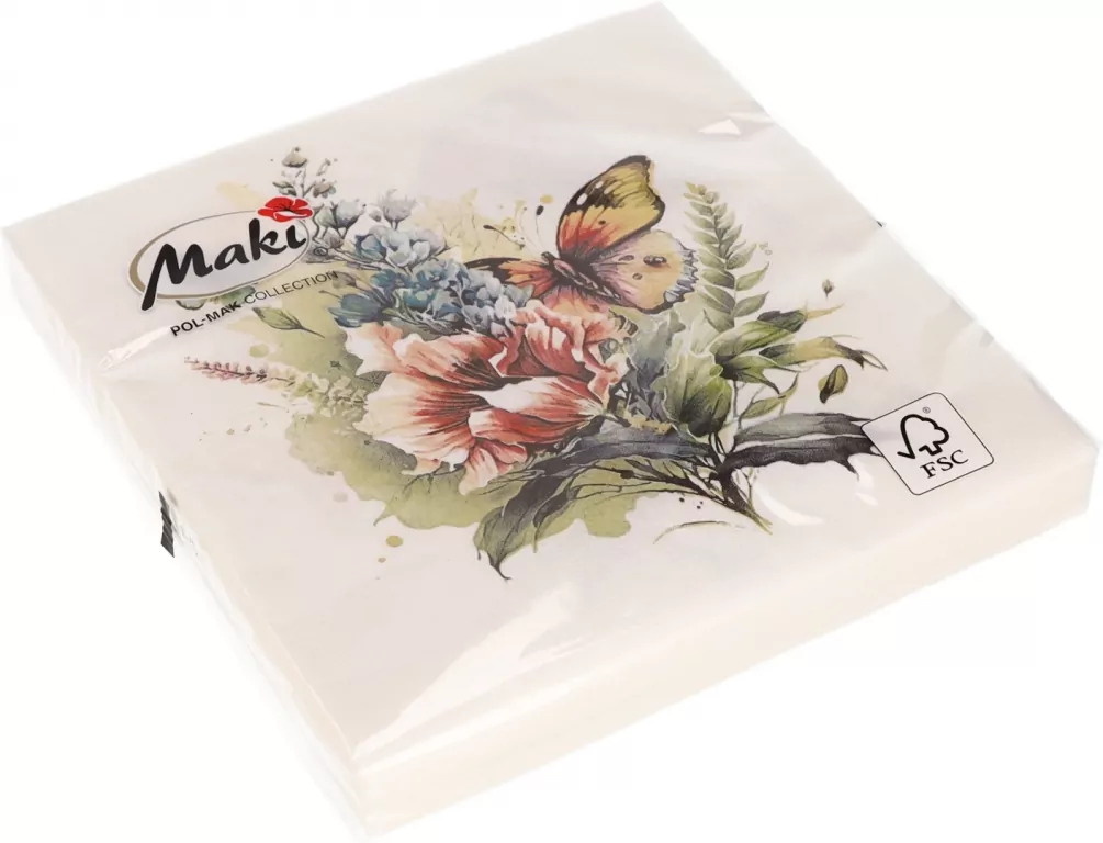 SERWETKA PAP 3W 330X330 KWIATY MOTYL PM OP - tantis.pl