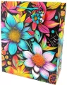 Torebka ozdobna matowa 26x32x12cm Kwiaty neon - tantis.pl