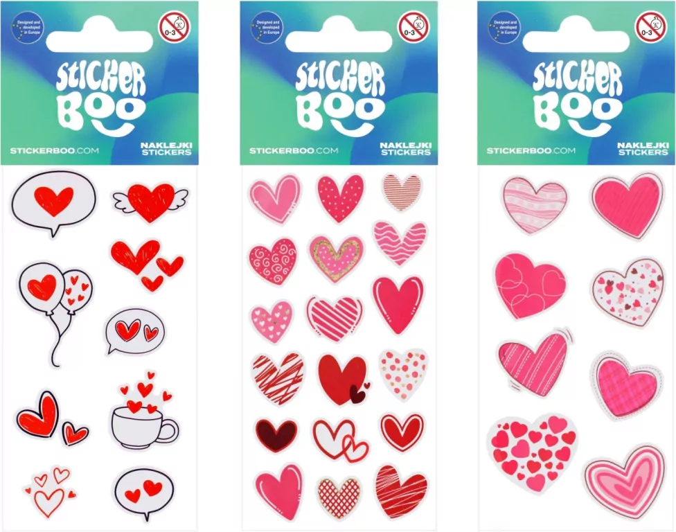 Naklejki 6x18 cm Serca Walentynki STICKERBOO 534613 - tantis.pl