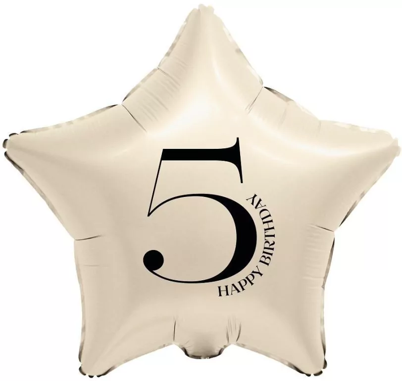 Balon foliowy Gwiazda kremowa cyfra 5 44cm - tantis.pl