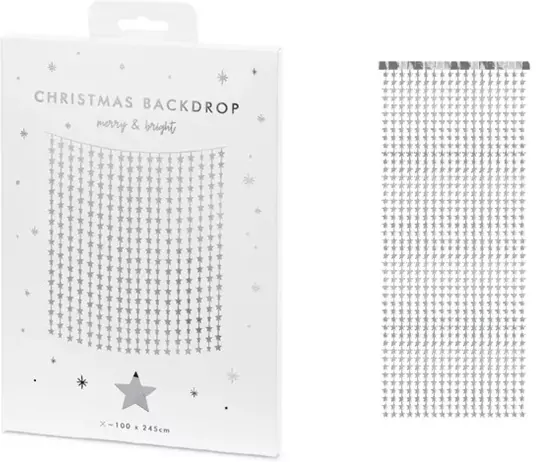 Kurtyna Gwiazdki srebrna 100x245cm - tantis.pl