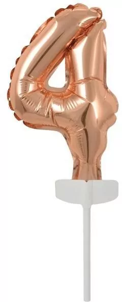 Balon foliowy mini cyfra 4 różowe złoto 8x12cm - tantis.pl