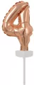 Balon foliowy mini cyfra 4 różowe złoto 8x12cm - tantis.pl