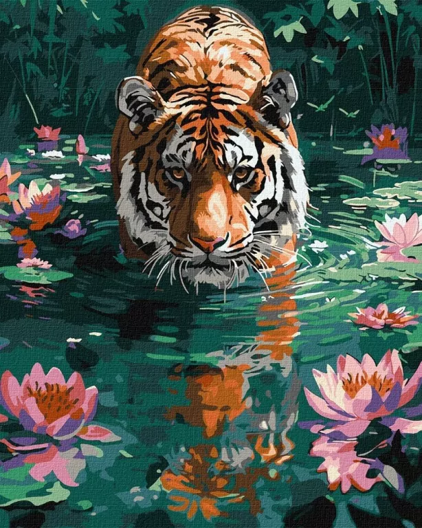 Malowanie po numerach -Tygrys na polowaniu 40x50cm - tantis.pl