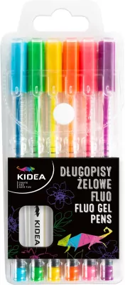 Długopisy żelowe fluo 6 kolorów KIDEA