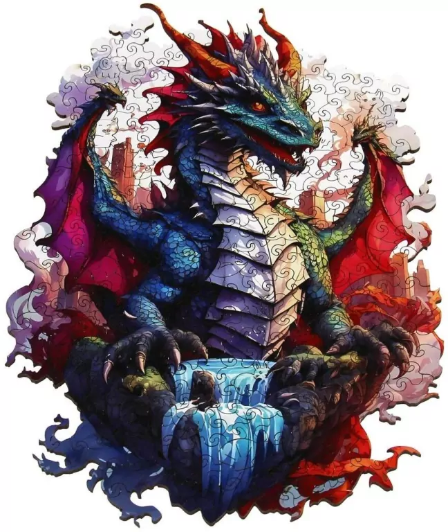 Puzzle 287 drewniane kolorowe Smok - tantis.pl