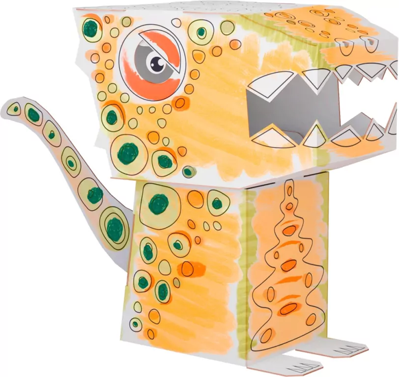 Cube head. Dino. Welociraptor. Złóż i pokoloruj - tantis.pl