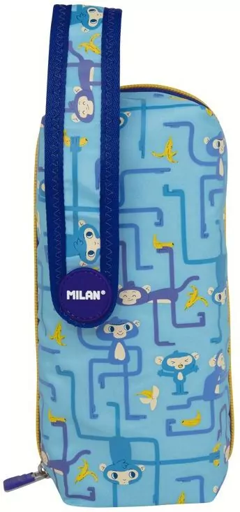 Multipiórnik owalny. Zestaw z 4 piórnikami TANGLED MONKEYS niebieski - tantis.pl