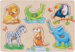 Puzzle drewniane z uchwytami mama i dzieci Goki