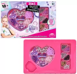 Koraliki do tworzenia bransoletek 2w1 walizeczka serduszko 169564