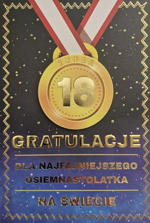 Karnet Urodziny 18 medal męskie - tantis.pl