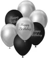 Balony B&C srebrno-czarny Happy Birthday - tantis.pl
