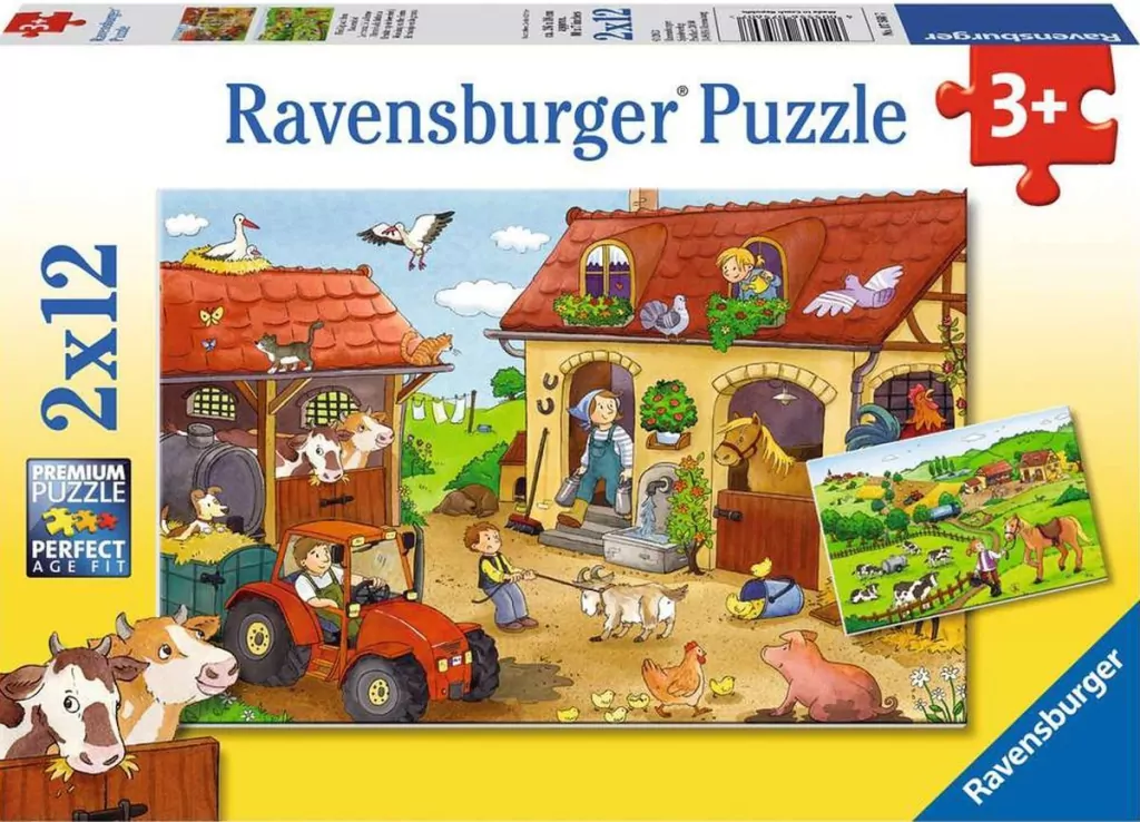 Ravensburger. Puzzle 2x12. Praca na farmie - tantis.pl