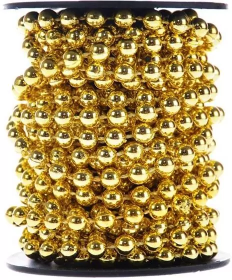 Łańcuch z koralami na szpuli złoty 6m - tantis.pl