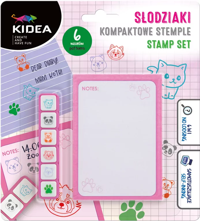 Kompaktowe stemple Słodziaki 6 kolorów KIDEA - tantis.pl