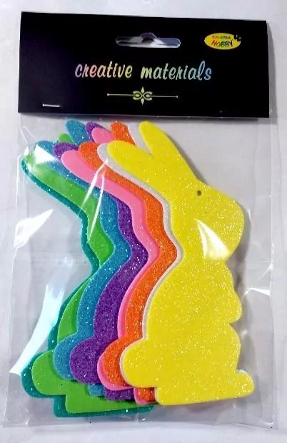 Zajączki z pianki brokatowej 13cm mix - tantis.pl